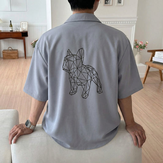 Geometric Bulldog Shirt (UNISEX / WOMEN – OVERFIT)