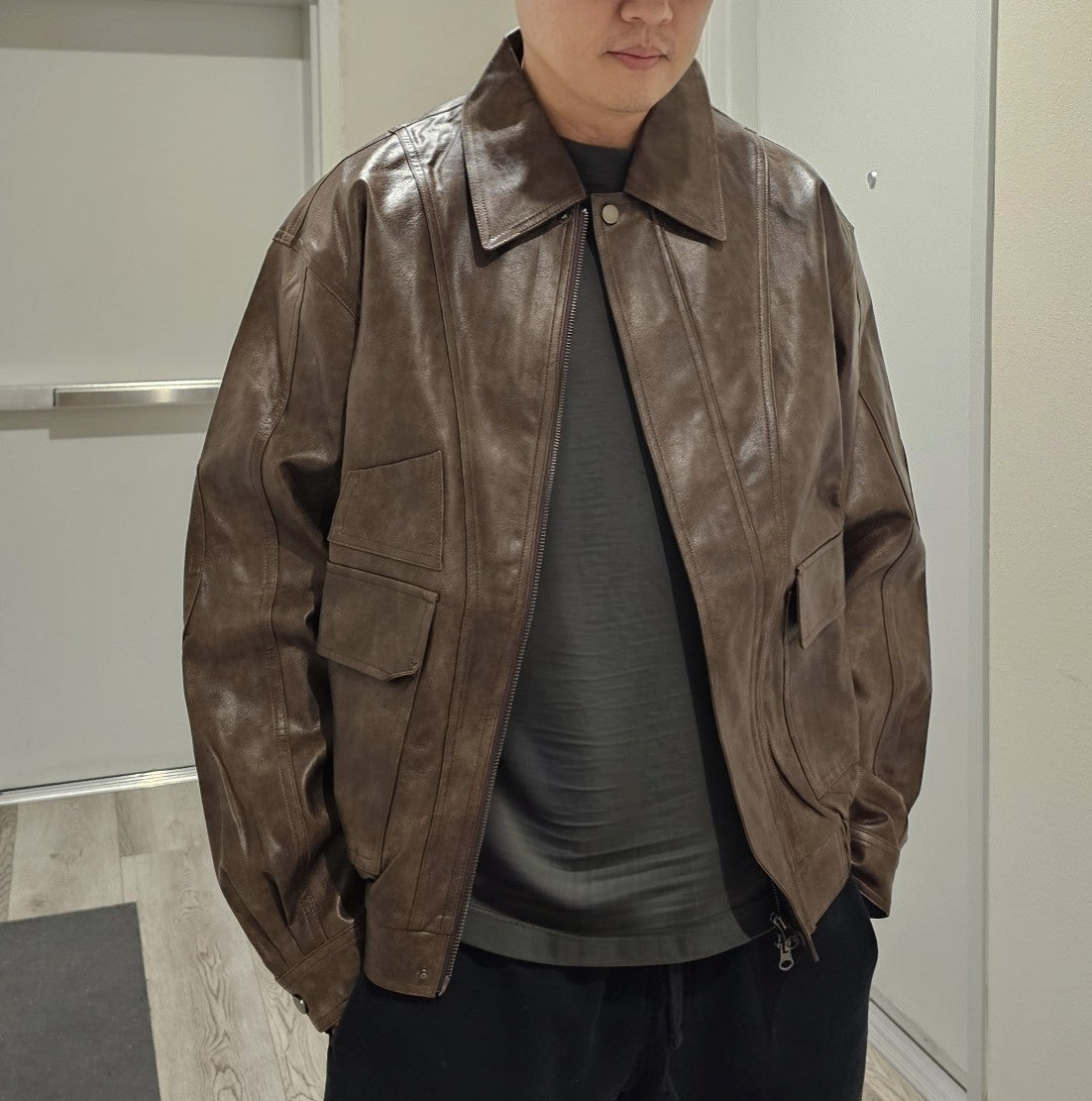 Urban Ease Faux Leather Jacket / Unisex - Brown