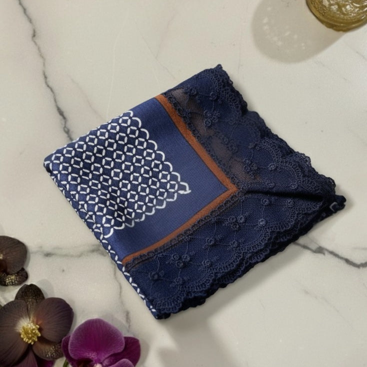 Geometric Chain Print Etiquette Handkerchief Apron - Olive, Navy