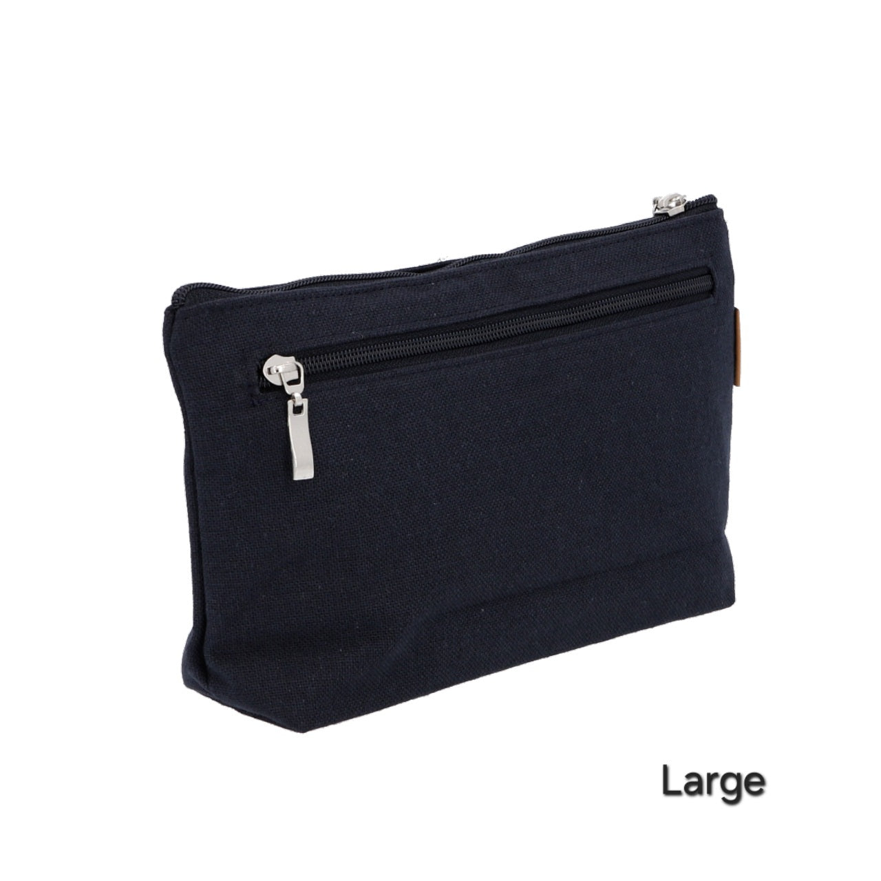 Lily Embroidery Pouch – Linen Blend Zipper Bag (Medium & Large) Made in Korea