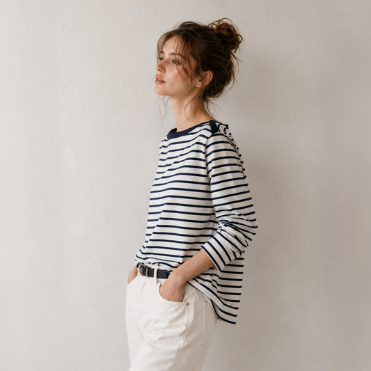 Marin Stripe Boat Neck Long Sleeve Top - Women One Size