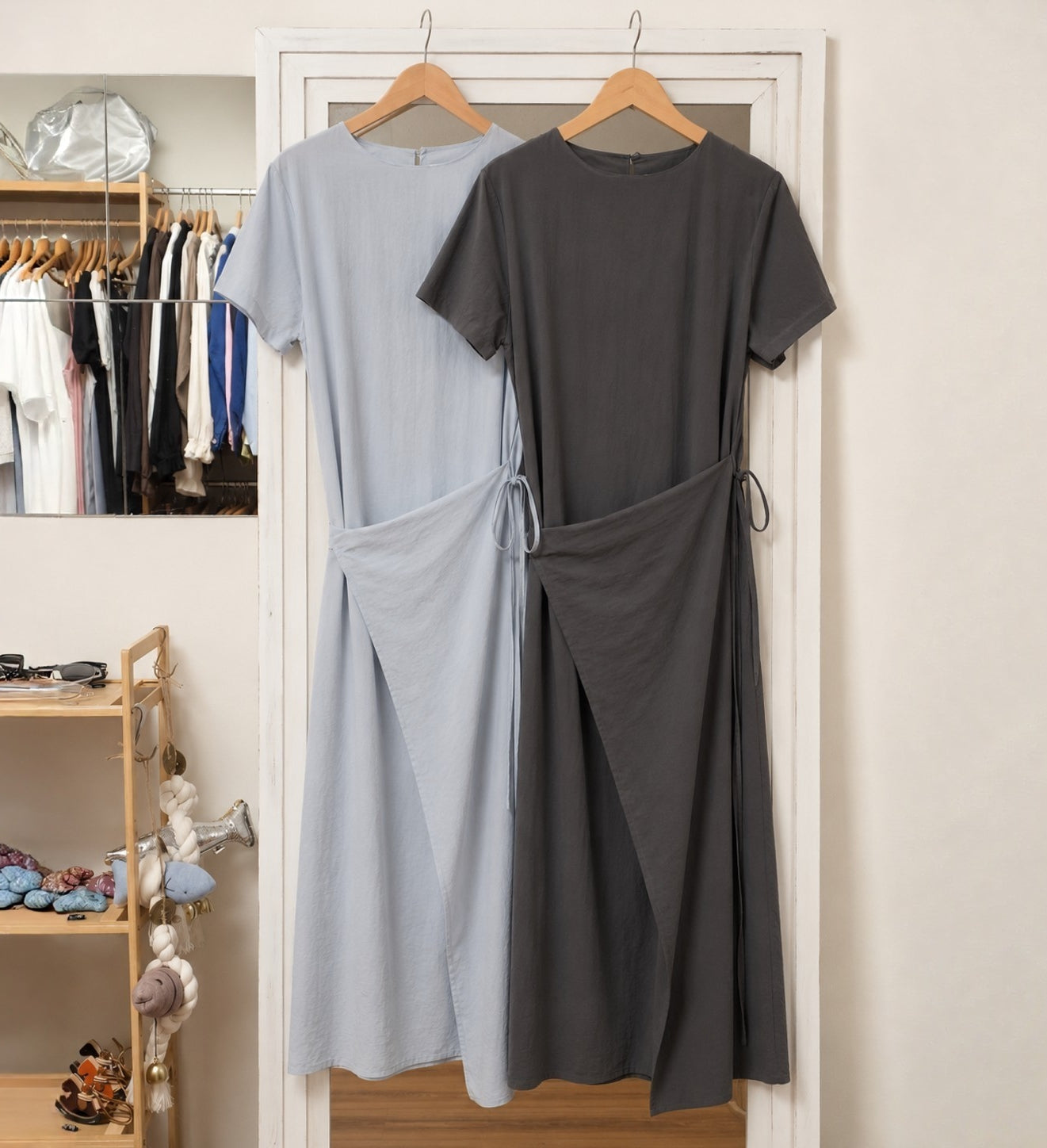 Draped Wrap Tie Dress - Women One Size