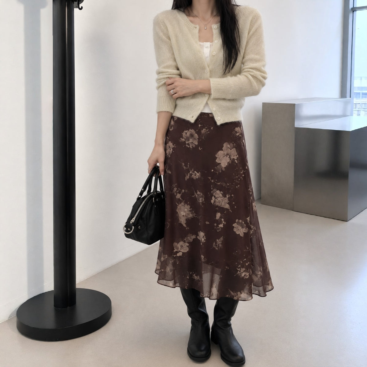 Mohair Knit Cardigan - Women One Size