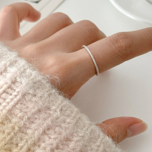 Cubic Zirconia Thread Silver Ring – Slim Minimal Stacking Ring