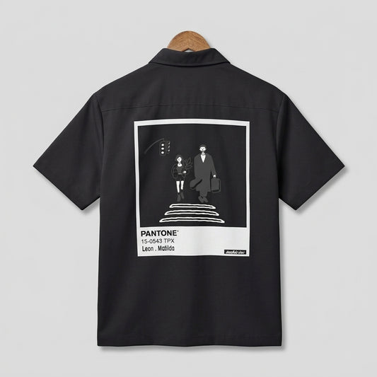 Leon Matilda Graphic Shirt – Unisex Short Sleeve Button Shirt - Men One Size