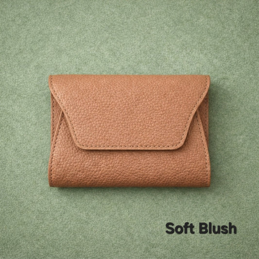 Mini Pebbled Leather Card Wallet – Compact Snap Closure Cash & Card Holder