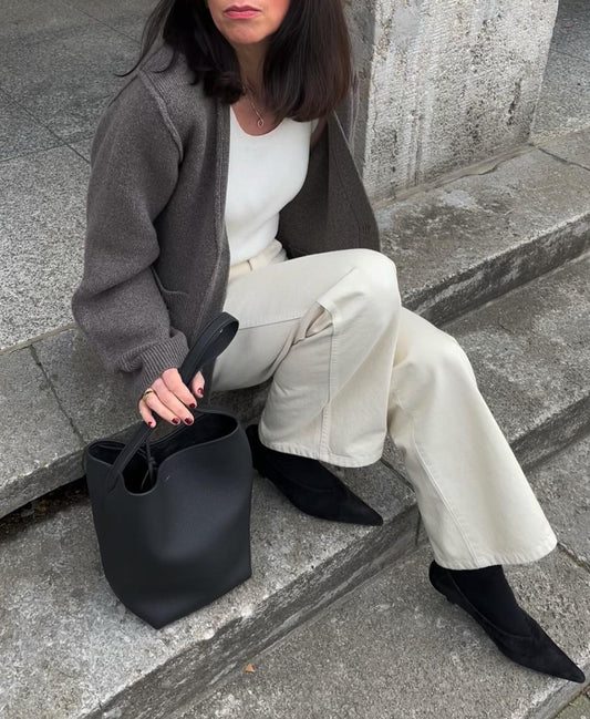 Medium Norr Leather Bucket Tote Bag