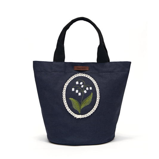 Lily Embroidery Tote Bag – Handmade Floral Canvas Bag Made in Korea