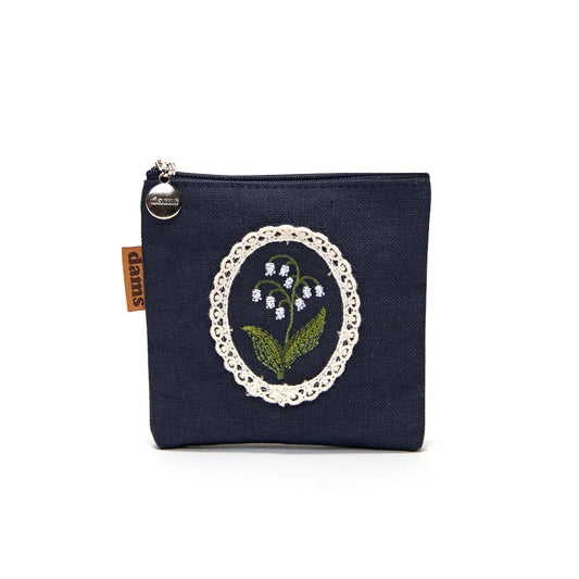 Lily Embroidery Mini Pouch