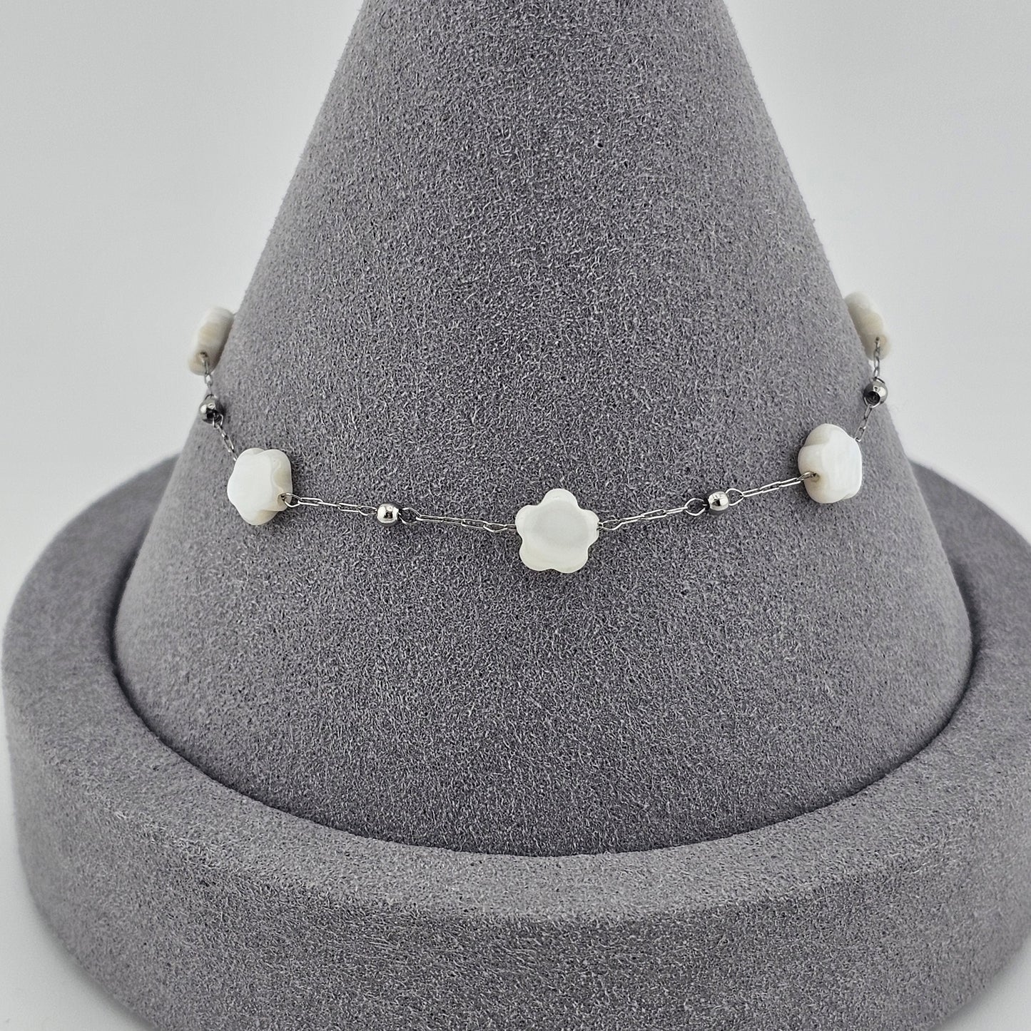 Delicate Ivory Blossom Bead Necklace & Bracelet Set