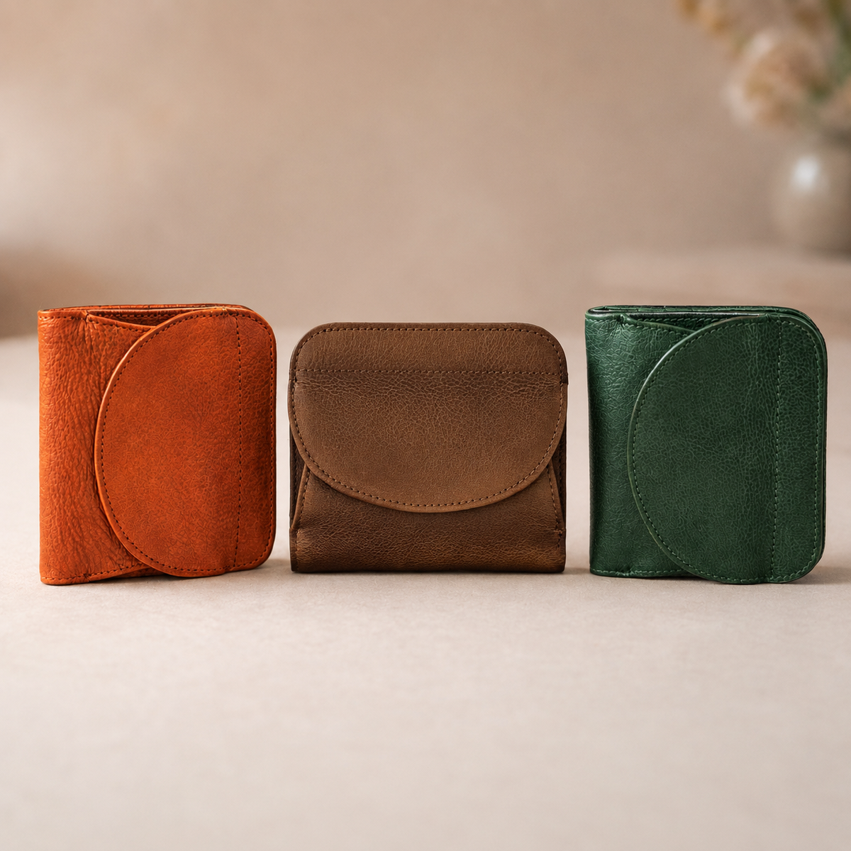HANDMADE Cowhide Leather Flap Bifold Wallet
