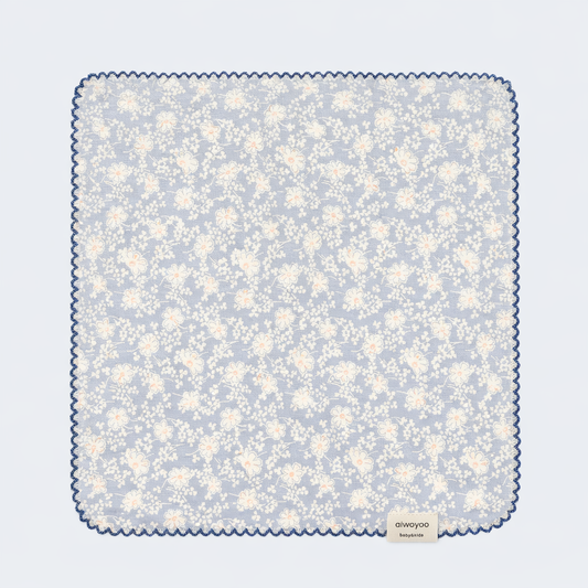 Soft Blue Wildflower Cotton Handkerchief