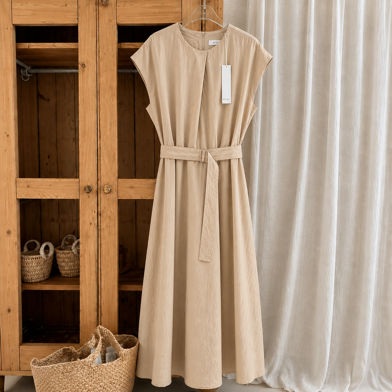 RENE Textured A-Line Midi Dress - Women One Size