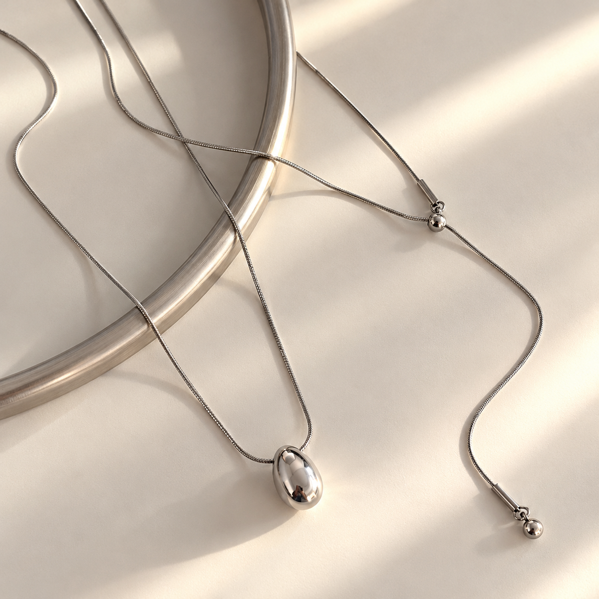 Egg Drop Adjustable Lariat Necklace