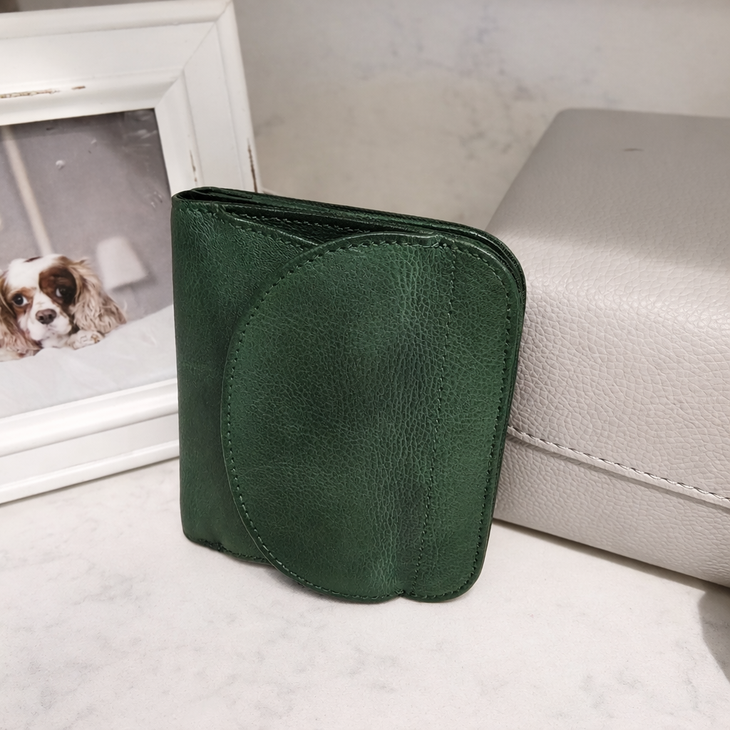 HANDMADE Cowhide Leather Flap Bifold Wallet