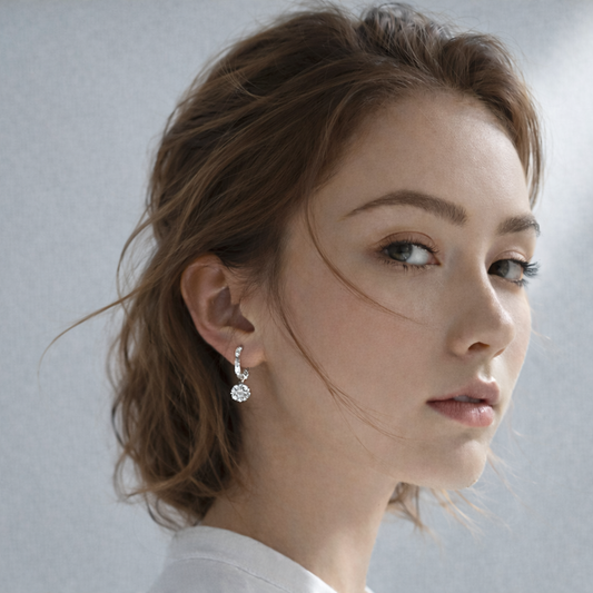 Swarovski Crystal Ball Drop Earrings – Silver Mini Hoop