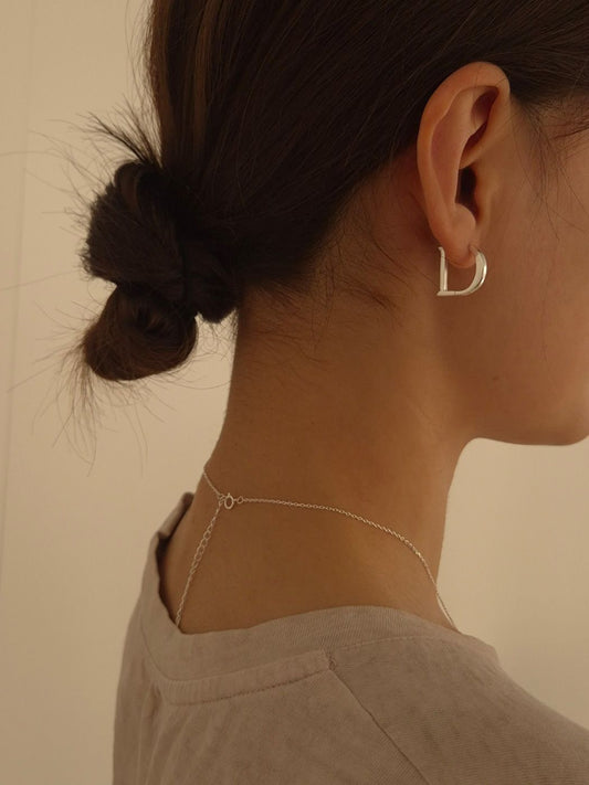 D-Frame Sculptural Hoop Earrings in Sterling Silver