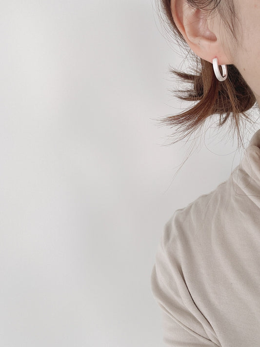 Matte Oval Hoop Earrings in Sterling Silver