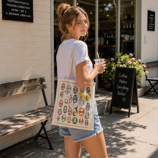 Modern Buckle Print Scarf Eco Bag