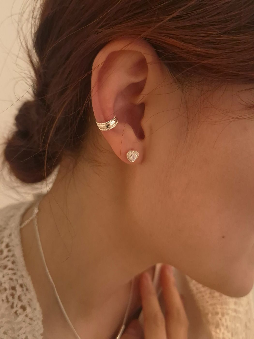 Twist Line Silver Ear Cuff (Single)