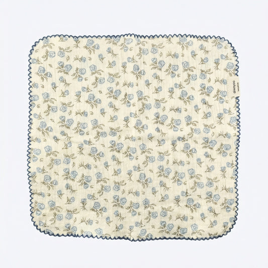 Blue Petal Garden Cotton Gauze Handkerchief