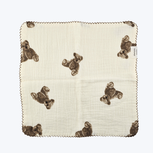 Vintage Teddy Cotton Gauze Handkerchief