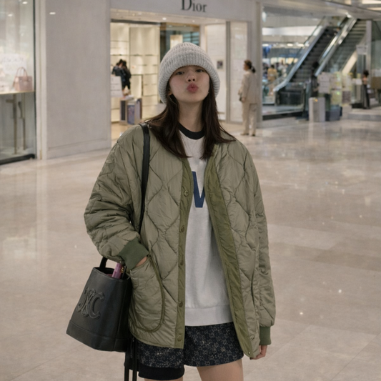 Quilted Padded Jacket - Olive (Unisex)