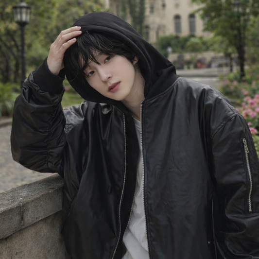 Attached-Layer Hooded Padded Jacket (Unisex)