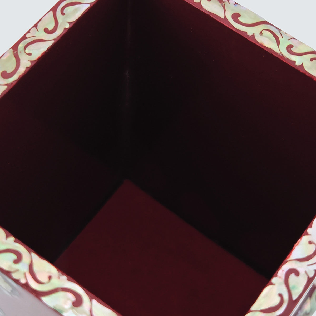 Jagae Mother-of-Pearl Floral Pen & Brush Holder – Burgundy