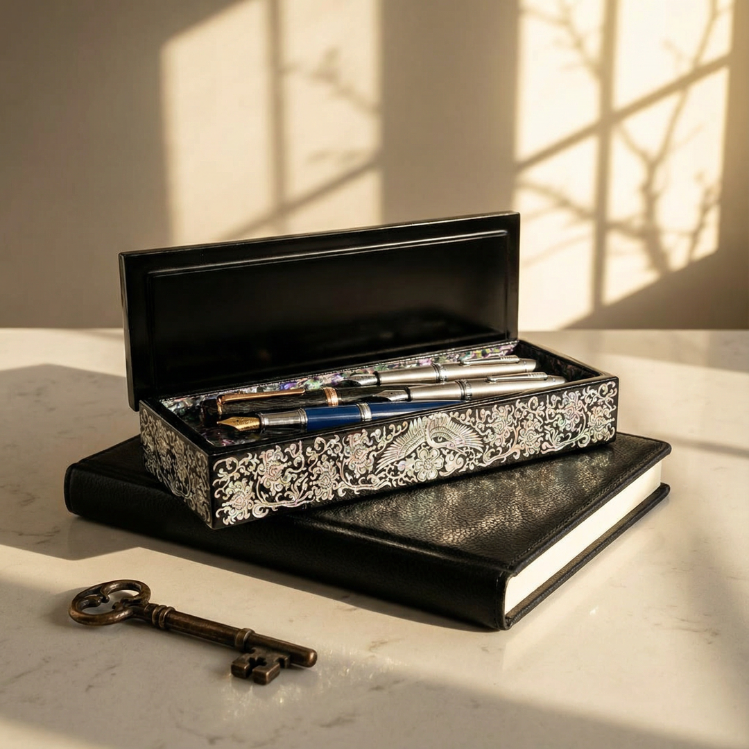 JAGAE Korean Mother-of-Pearl Long Box – Decorative Pen & Jewelry Case