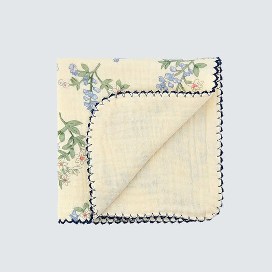 Blue Meadow Cotton Gauze Handkerchief