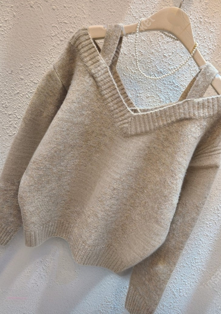 Double Strap Off-Shoulder Knit Top - Women One Size