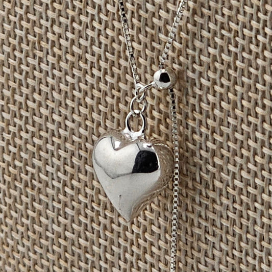 Silver Double Heart Adjustable Necklace – 925 Sterling Silver