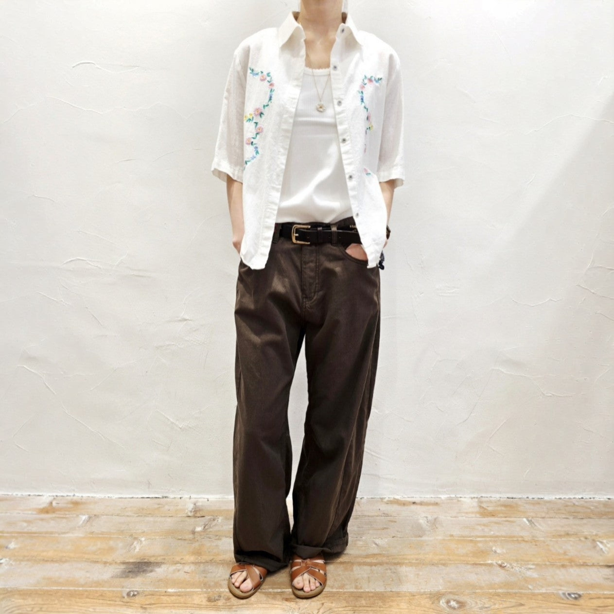 Blanc Soft Cotton Wide-Leg Pants with Center Seam