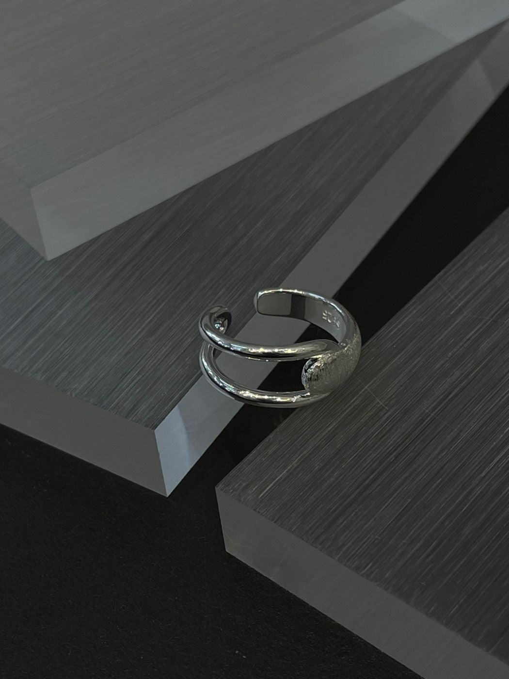 Dual Texture Silver Ring
