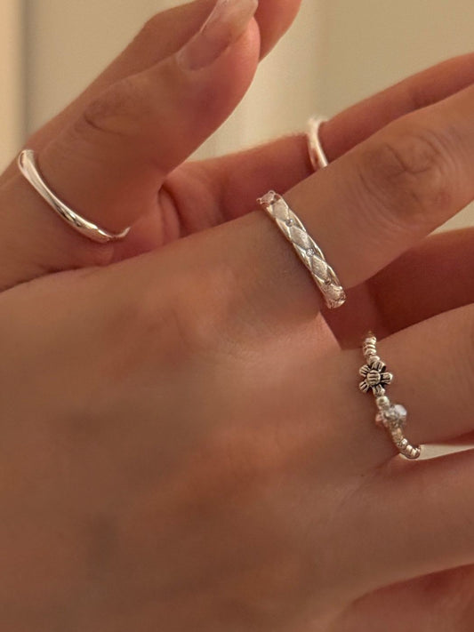 Quilted Band Silver Ring