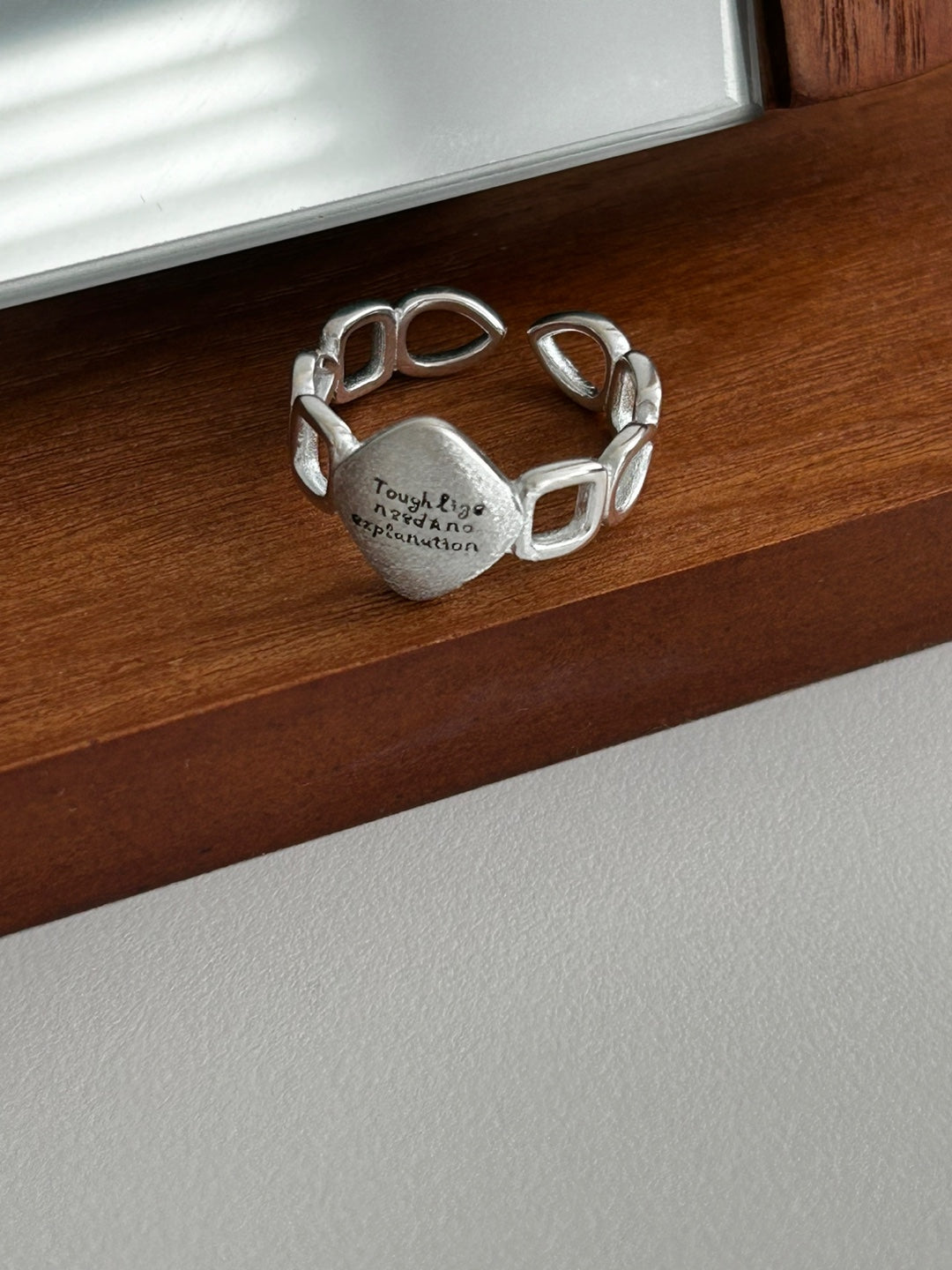 Sculpted Message Silver Ring