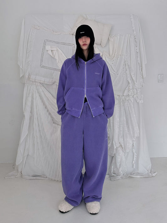 Women’s Fleece-Lined Zip-Up Setwear – Soft Purple