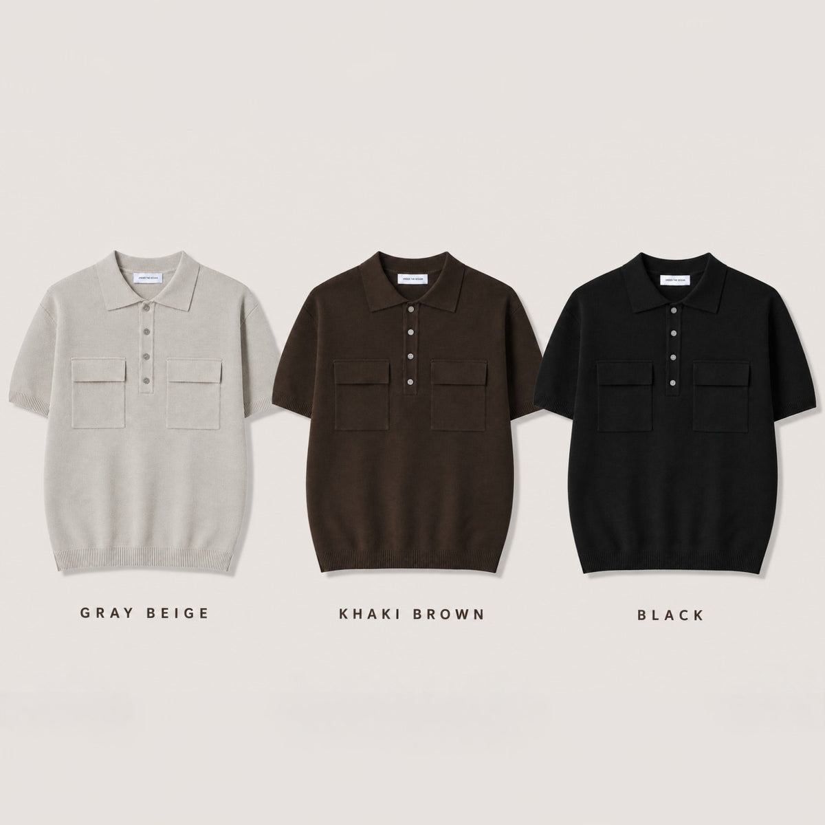 Double Flap Pocket Knit Polo - Men One Size