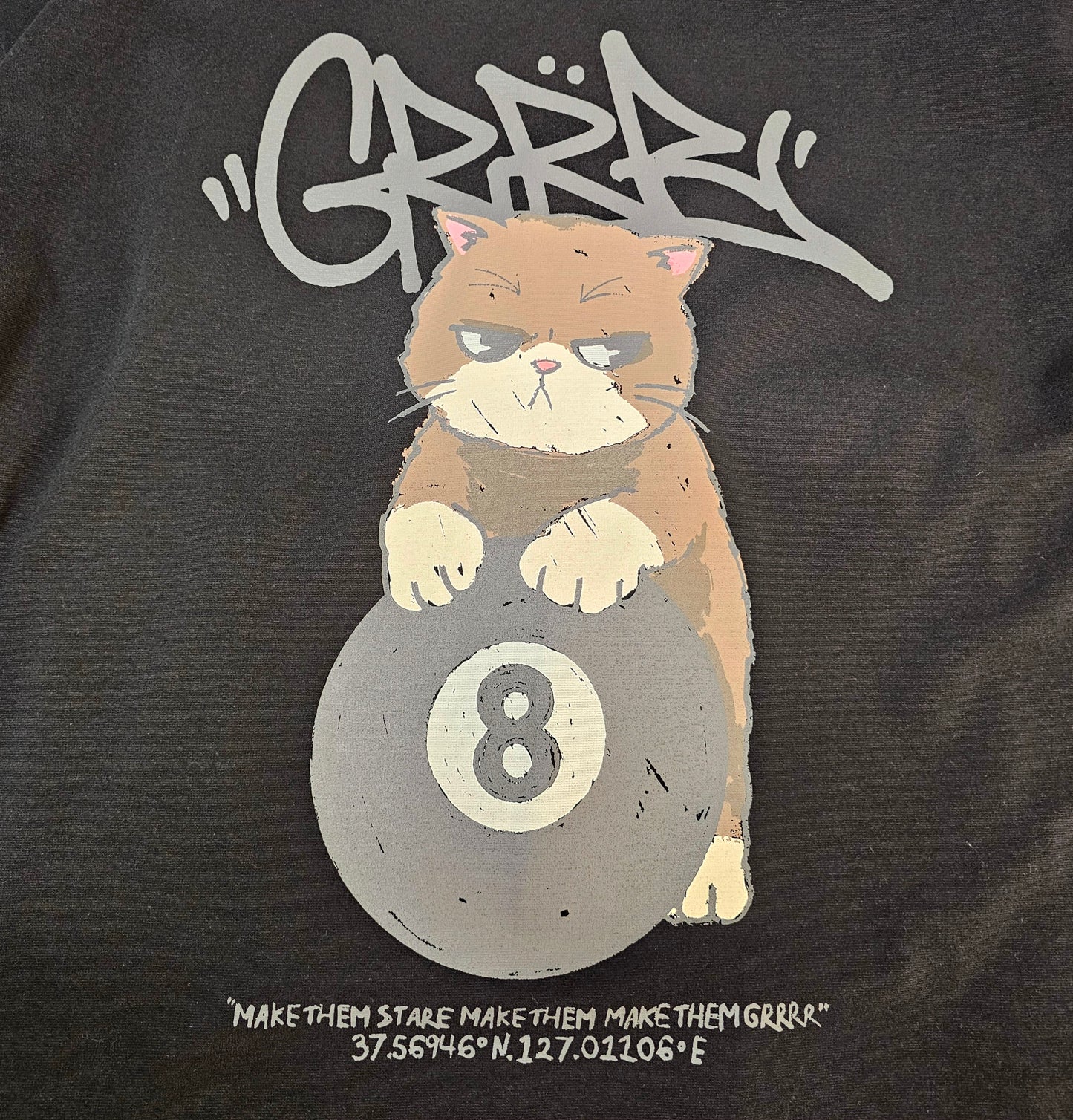 Billiard Cat Graphic Oversized T-Shirt - Men One Size ( Unisex )