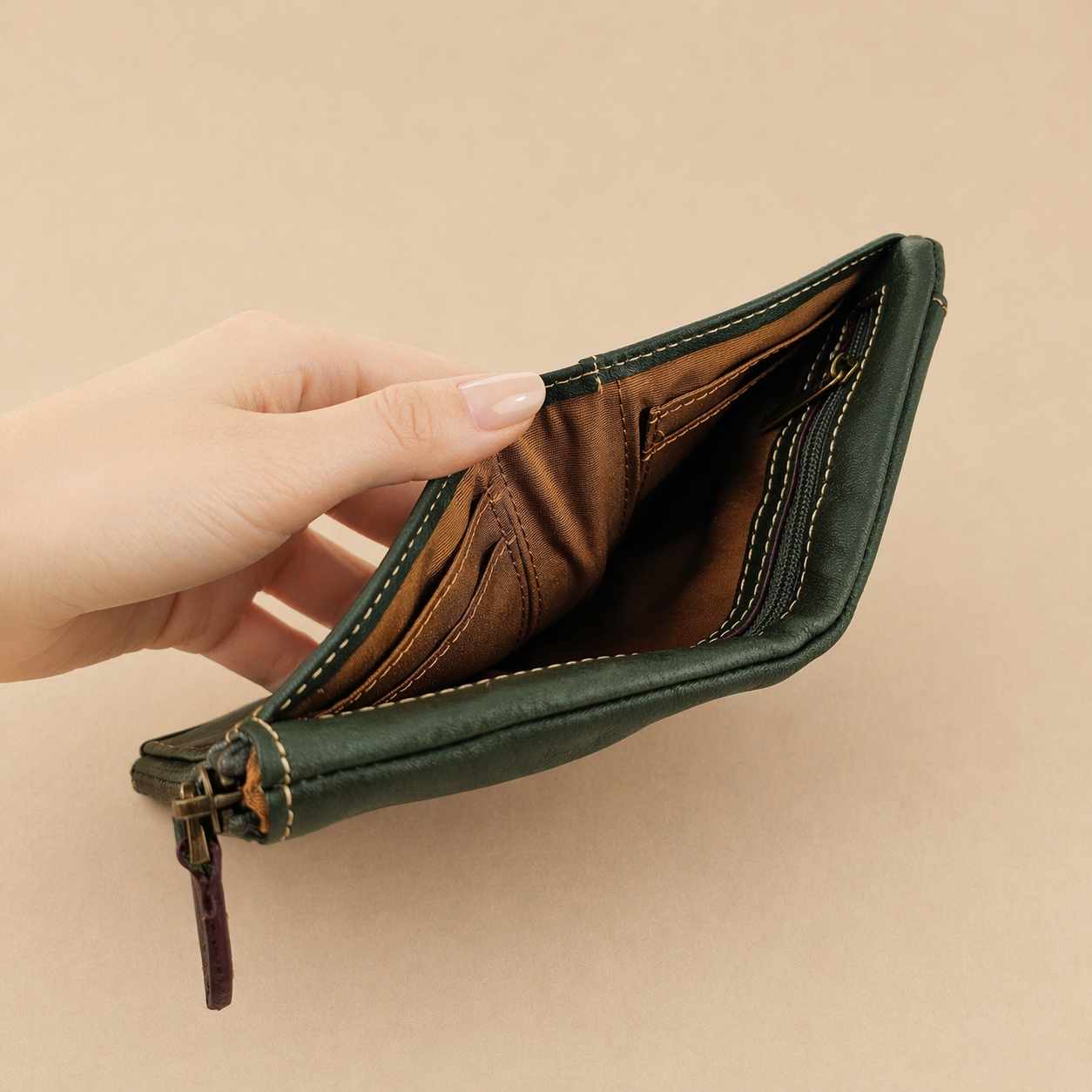 Handmade Cowhide Snap Pocket Bifold Wallet