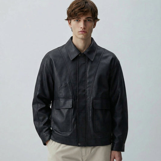 Urban Ease Faux Leather Jacket / Unisex - Black