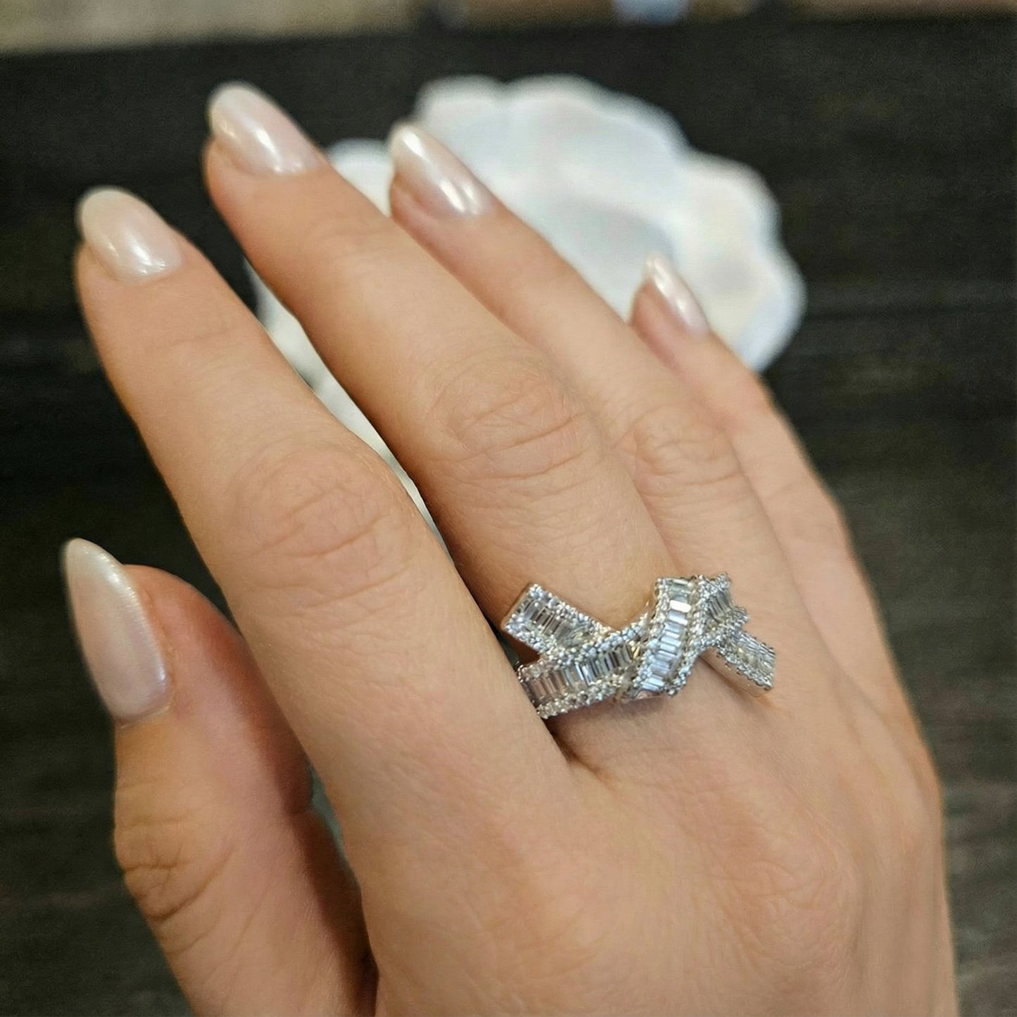 Serenity Crisscross Baguette Ring