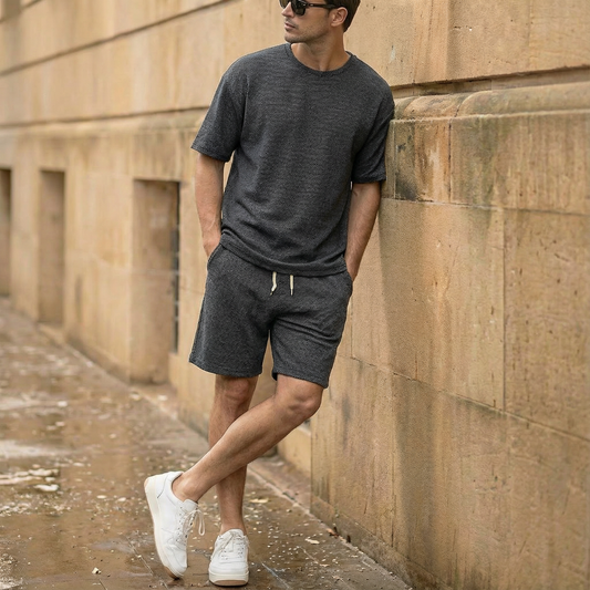 Amber Textured Relaxed Fit Short Sleeve Top - Men One Size
