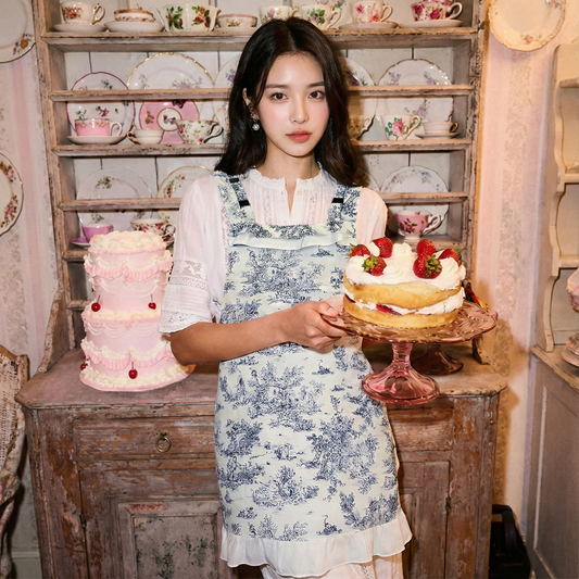 French Toile Cotton Apron