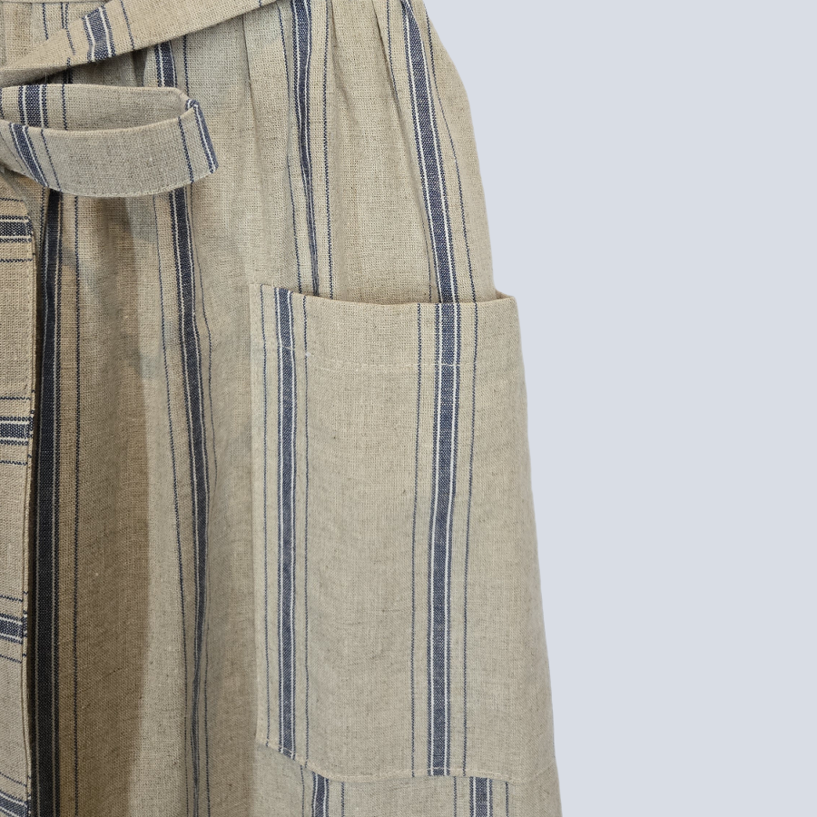 French Country Check & Stripe Apron – Navy