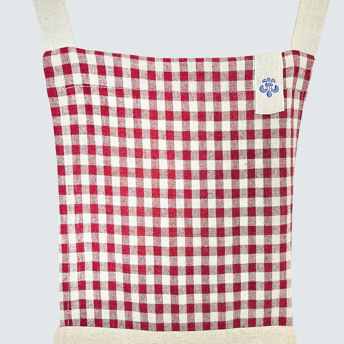 French Country Check & Stripe Linen Apron – Red
