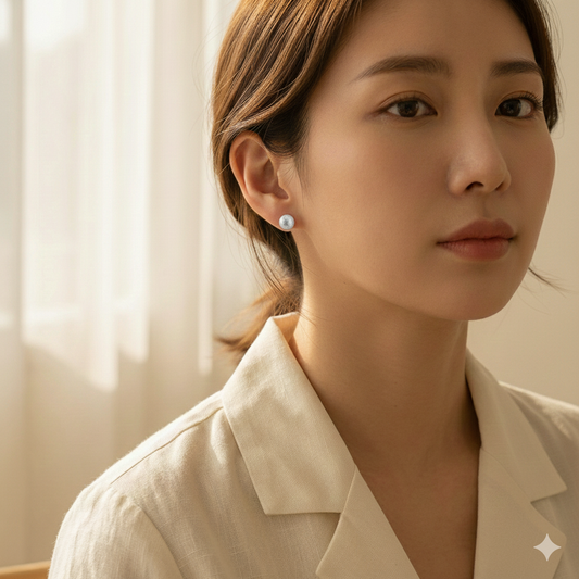 Satin Texture Silver Ball Stud Earrings with Sterling Silver Post - 8mm