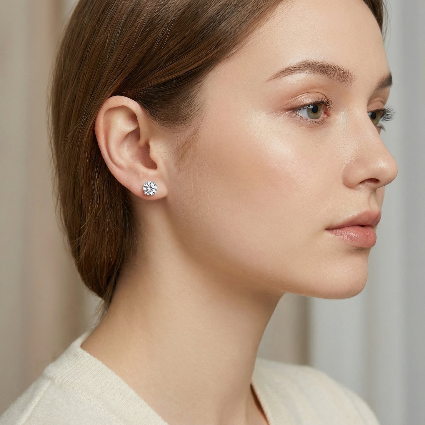 Brillante Cubic Stud Earrings 7mm with Sterling Silver Post