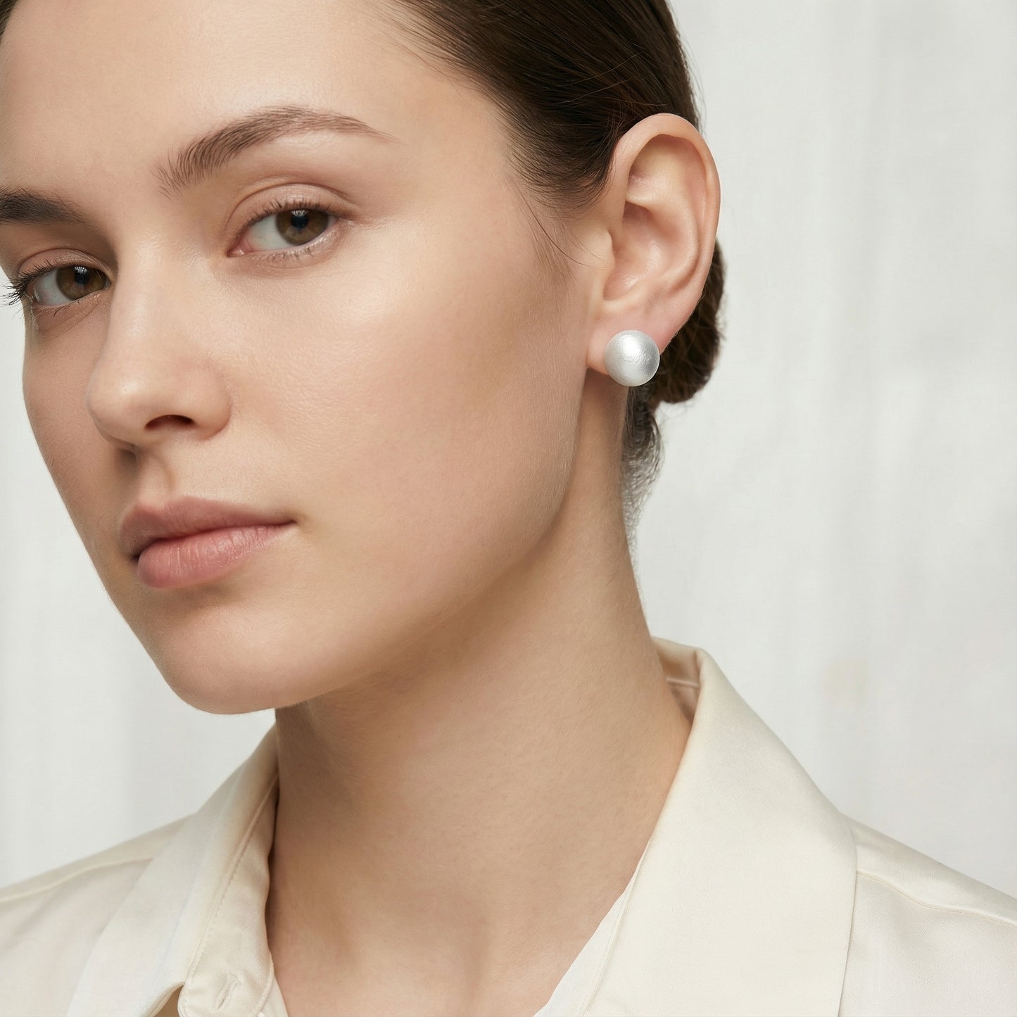 Satin Glow Pearl Stud Earrings — 12mm with Sterling Silver Post